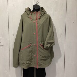 Olive Green Hooded Jacket with Pink Accents Size XL
